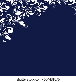 Decorative element border. Floral pattern of flowers and leaves. Solid background.