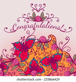 Decorative element congratulations card. Vector illustration.
