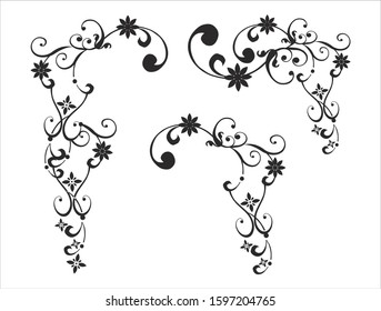 Decorative element and corner with flowers and curl