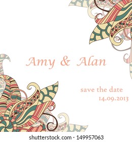 Decorative element corners. Abstract invitation card. Template wave design for card. Wedding invitation. Eps 10 