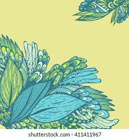Decorative element corners. Abstract invitation card. Template wave design for card. Abstract sea background, wave theme seamless pattern, vector wave ornaments - summer, maritime theme for design