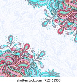 Decorative element corners. Abstract invitation card. Template floral design for card. Vector background.