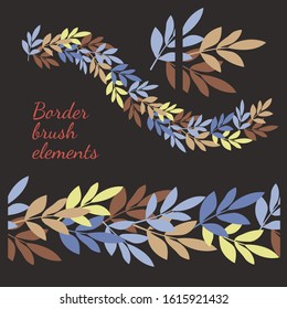 Decorative element to create a seamless brush. Hand-drawn simple leaves.