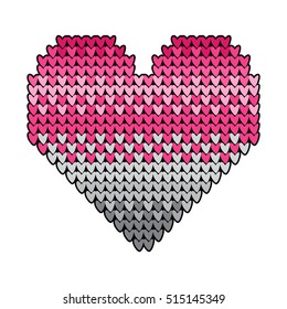 Decorative element crocheted heart Valentines Day. flat vector illustration. easy to use