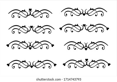 Elemento decorativo, delimitador, saltos de texto con corazón