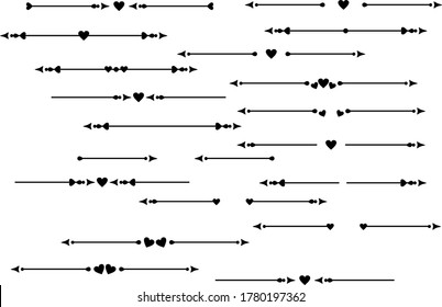 Elemento decorativo, delimitador, saltos de texto con corazón
