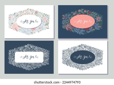 Decorative element for a design with embroidered flowers. Vector illustration