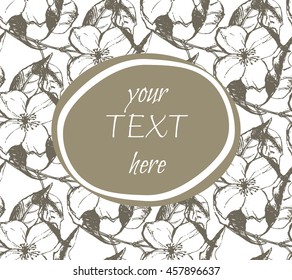 Decorative element for design greeting cards or invitations. Floral background for wedding. Hand drawing vector illustration.