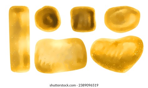 A decorative element for the design, isolated on a white background. Stylized embroidery in gold.  Hand-drawn illustration. Vector