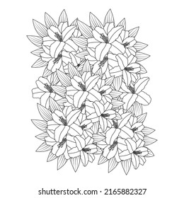 decorative element of doodle flower coloring page for kids activities art with line drawing illustration