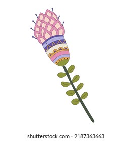 Flor de doodle de elemento decorativo aislada en fondo blanco