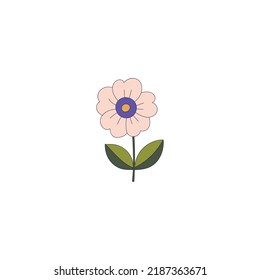 Decorative element doodle flower isolated on white background