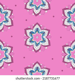 Decorative element doodle flowers seamless pattern