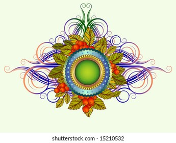 Decorative element, in an environment of an ornament, berries and leaves