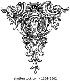 Decorative element of the facade of a historic building in Lviv (Ukraine)