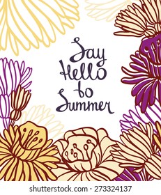 Decorative element floral border. A Summer invitation card. 