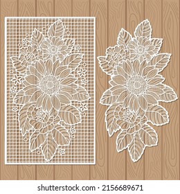Elementos decorativos con flores. Para cortar cualquier material. Para el diseño de detalles interiores, muebles, tarjetas, invitaciones, menús, etc. Vector