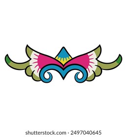 Decorative element. Folk ornament in retro style. Old Russian ethnic medieval motif. Merry symmetrical design or border. Isolated vector illustration.