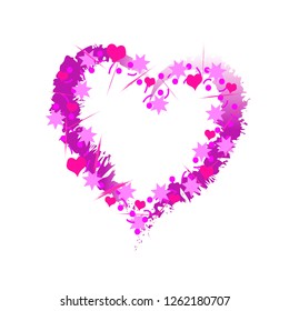 Decorative element in the form of a heart. Vector isolated illustration.