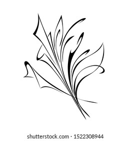 decorative element in the form of a stylized bouquet in black lines on a white background