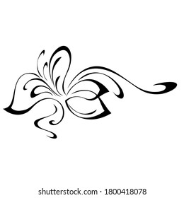 decorative element in the form of a stylized flower without a stem in black lines on a white background