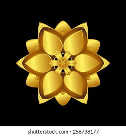 Decorative element, golden spades, rosette, flower