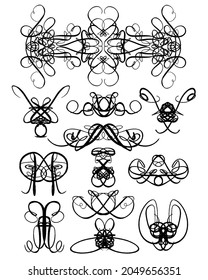 Decorative Element. Harmonious curls. Vignettes, Forging, Grating, Brand. Vector illustration