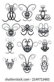 Decorative Element. Harmonious curls. Vignettes, Forging, Grating, Brand. Vector illustration