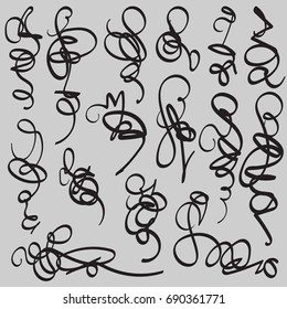 Decorative Element. Harmonious curls. Vignettes, Forging, Grating, Brand. Vector illustration