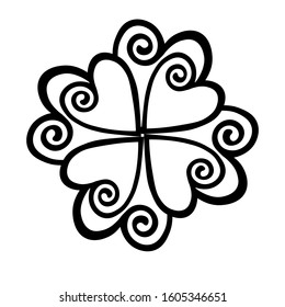 Decorative element with hearts. Template design for Valentine's day, wedding, birthday, Mothers Day. Isolated vector for fabric, posters, card, postcard. Doodle icon, traditional tattoo illustration.