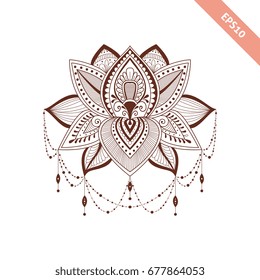 Decorative  element henna style. Flower for your design, tattoo.