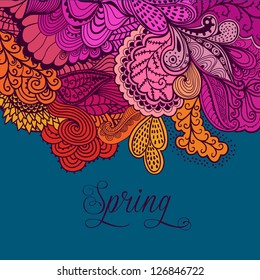 Decorative element, lace border. "Spring" lettering. Template wave design. Vector wave ornaments. Can be used for packaging,invitations, Valentine's Day decoration,bag template, print for packet, cup.
