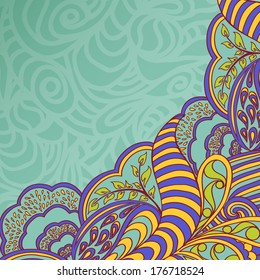 Decorative element, lace border. Spring colors. Vector wave ornaments. Clouds are hidden clipping mask. Easy to change. Useful for packaging, invitations, gift cards and more. Vector EPS 10