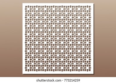 Decorative element for laser cutting. Geometric ornament pattern. Pattern quadrate lines. Ratio 1:1. Vector illustration.
