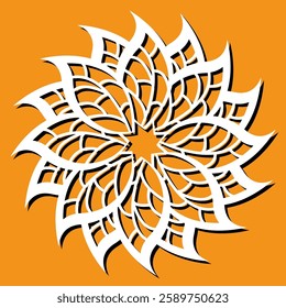 Decorative element for laser cutting. Template for working on metal, paper, cardboard, wood. Vector illustration.