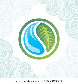 Decorative element of leaf and water drop. Vector illustration
