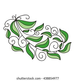 Decorative element of leaves. Vector illustration.
