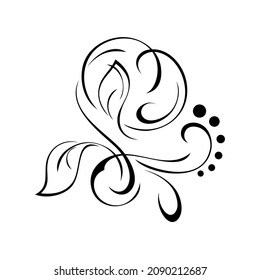 decorative element with leaves and vignettes. graphic decor