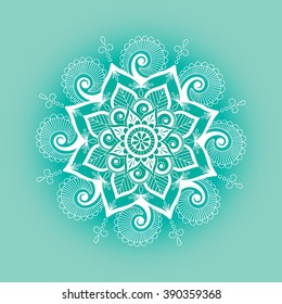 Decorative element mandala. Circular outline ornament. Hand drawn background.