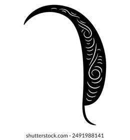 Elemento decorativo de estilo medieval. Abstractas motivo manuscrito iluminado. Silueta en blanco y negro. Silueta en blanco y negro.