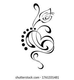 decorative element with one stylized flower bud and ornate ornament
