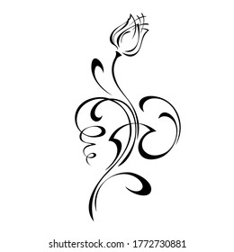 decorative element with one stylized flower bud and ornate ornament