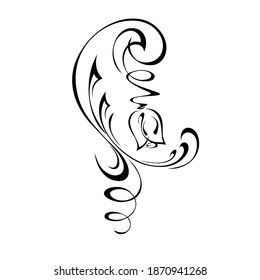 decorative element with one stylized flower bud and ornate ornament