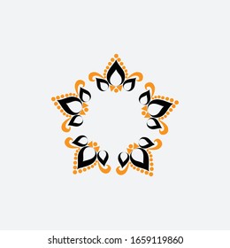 Elemento decorativo. Doodle plegable ornamental mandala. Círculos, líneas, espiral y flores en Mandala Concepto de diseño - Ranggoli tradicional y cultural indio, Alpona, Kolam o Paisley vectorial de arte.