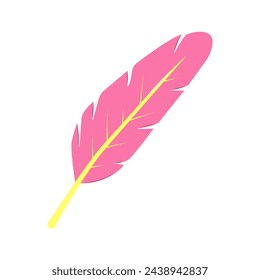 Decorative element pink feather. Vector illustration	