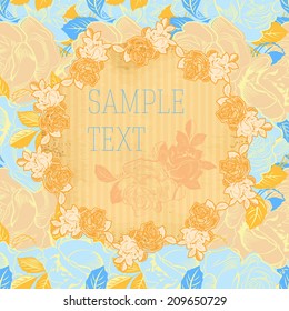Decorative element with roses for the text. Seamless floral element. The vector template delicate colors.
