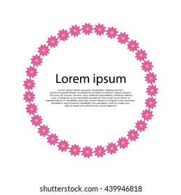 A decorative element, Round frame of flowers. Vector illustration. Place for your text.