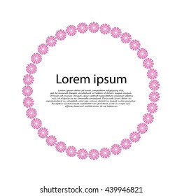 A decorative element, Round frame of flowers. Vector illustration. Place for your text.
