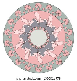 Decorative element. Round ornament in gentle colors.