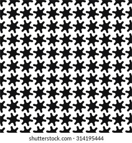 Decorative element rounded star, monochrome pattern, seamless vector background.